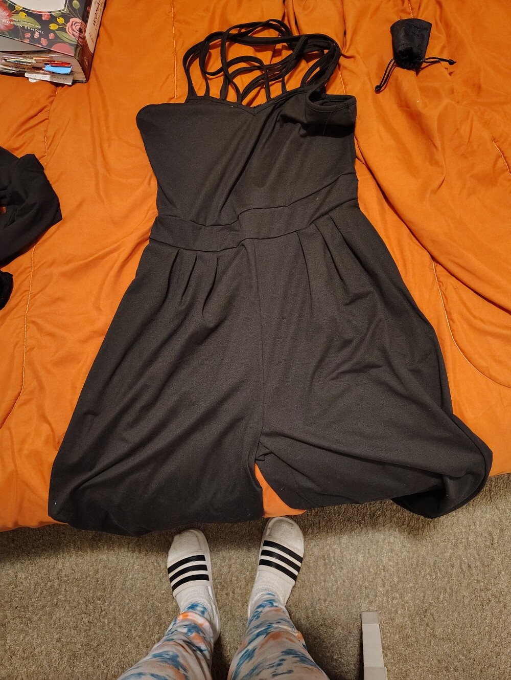 Black Strappy Wide-Leg Jumpsuit